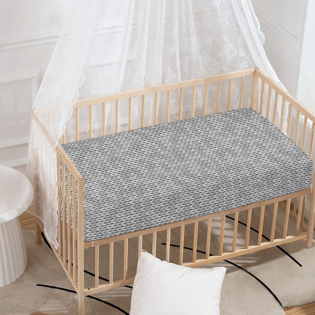 Grey Knitted Pattern Print Baby Crib Sheet