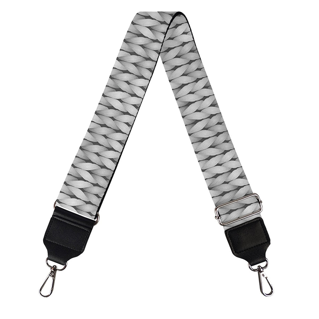 Grey Knitted Pattern Print Bag Strap