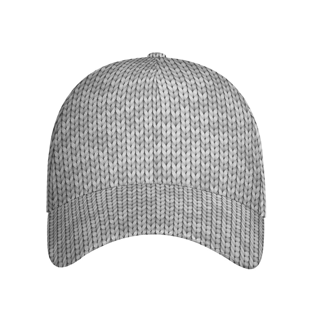 Grey Knitted Pattern Print Baseball Cap