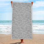 Grey Knitted Pattern Print Beach Towel