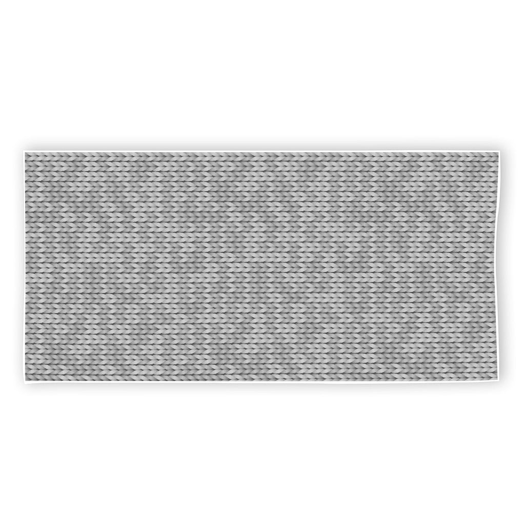 Grey Knitted Pattern Print Beach Towel