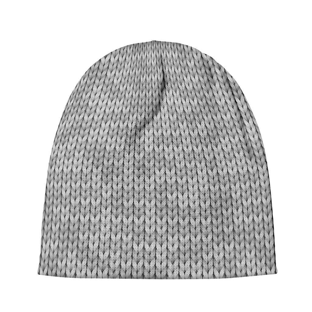 Grey Knitted Pattern Print Beanie