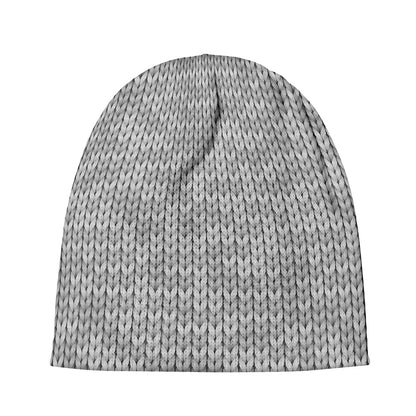 Grey Knitted Pattern Print Beanie