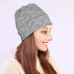 Grey Knitted Pattern Print Beanie