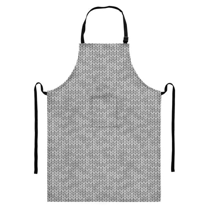 Grey Knitted Pattern Print Bib Apron With Pocket