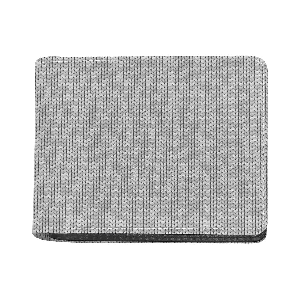 Grey Knitted Pattern Print Bifold Wallet