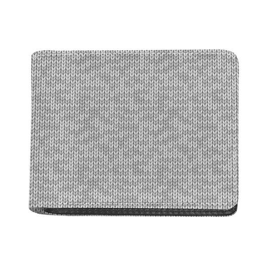 Grey Knitted Pattern Print Bifold Wallet