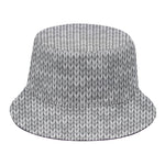 Grey Knitted Pattern Print Bucket Hat