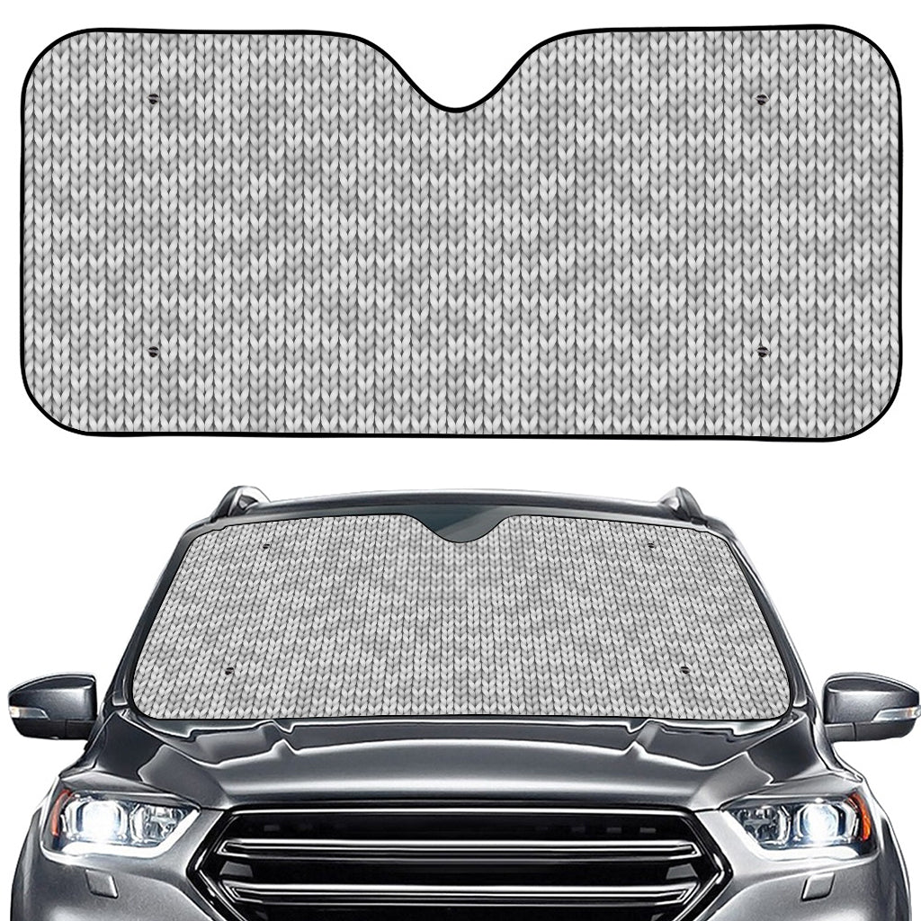 Grey Knitted Pattern Print Car Windshield Sun Shade