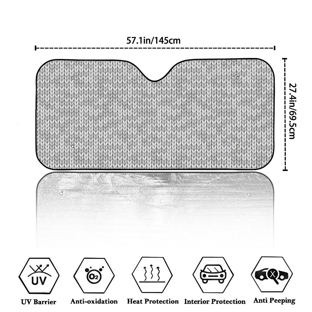 Grey Knitted Pattern Print Car Windshield Sun Shade