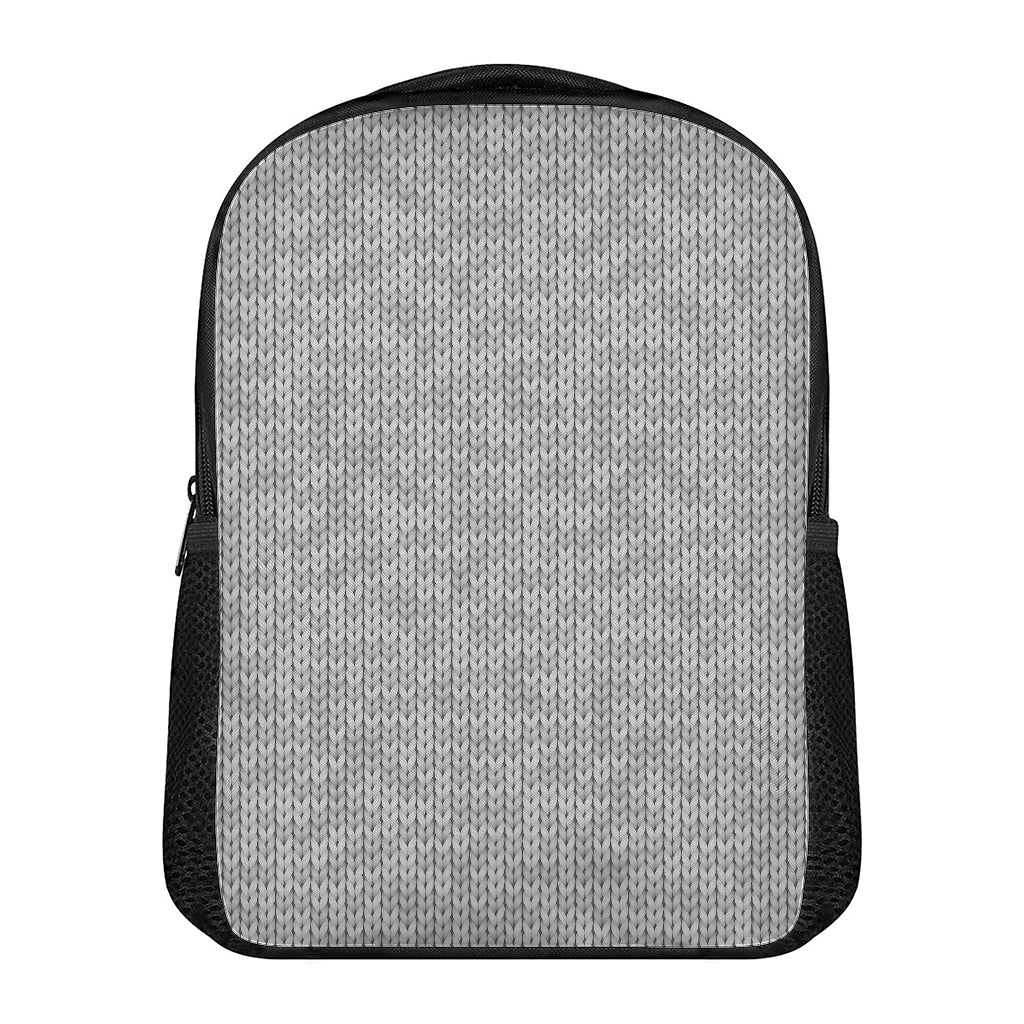 Grey Knitted Pattern Print Casual Backpack