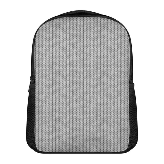 Grey Knitted Pattern Print Casual Backpack