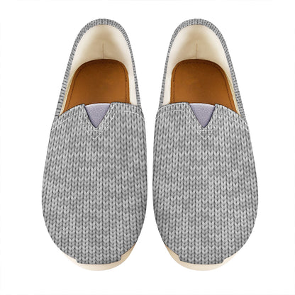 Grey Knitted Pattern Print Casual Shoes