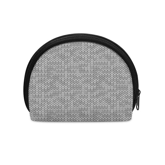 Grey Knitted Pattern Print Coin Purse