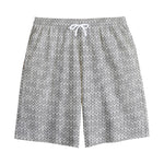Grey Knitted Pattern Print Cotton Shorts