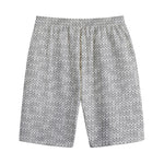 Grey Knitted Pattern Print Cotton Shorts