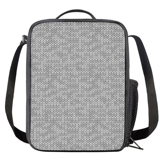 Grey Knitted Pattern Print Crossbody Lunch Bag