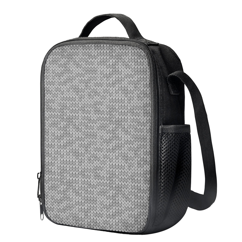 Grey Knitted Pattern Print Crossbody Lunch Bag