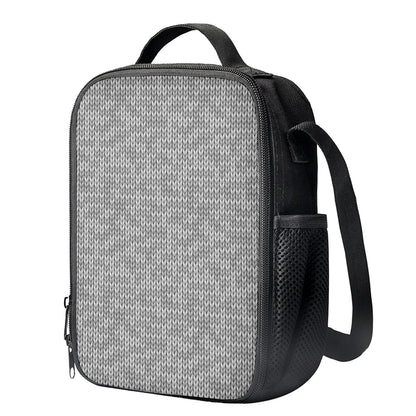 Grey Knitted Pattern Print Crossbody Lunch Bag