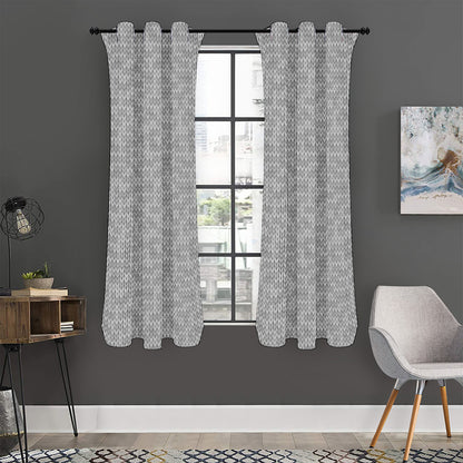 Grey Knitted Pattern Print Curtain