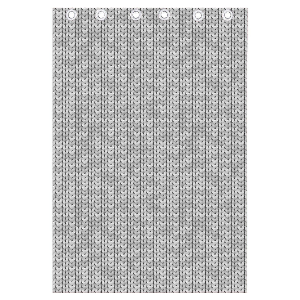 Grey Knitted Pattern Print Curtain