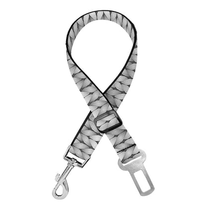 Grey Knitted Pattern Print Dog Seat Belt