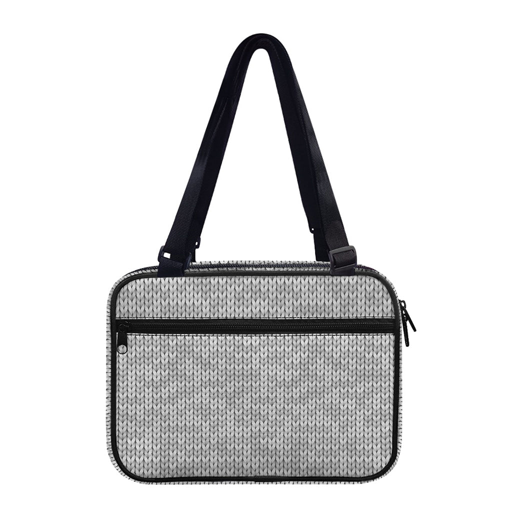 Grey Knitted Pattern Print Double Strap Bible Bag