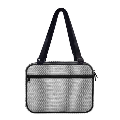 Grey Knitted Pattern Print Double Strap Bible Bag
