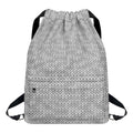Grey Knitted Pattern Print Drawstring Backpack