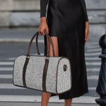 Grey Knitted Pattern Print Duffle Bag