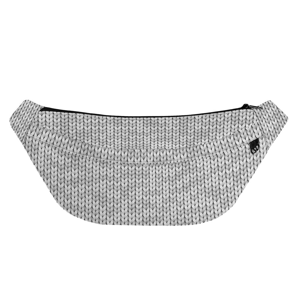 Grey Knitted Pattern Print Fanny Pack