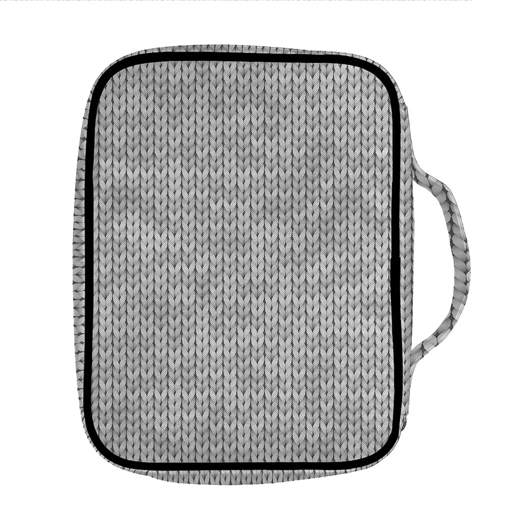 Grey Knitted Pattern Print Front Pocket Bible Bag