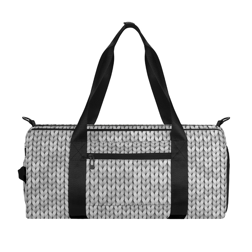 Grey Knitted Pattern Print Gym Bag
