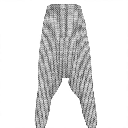 Grey Knitted Pattern Print Hammer Pants