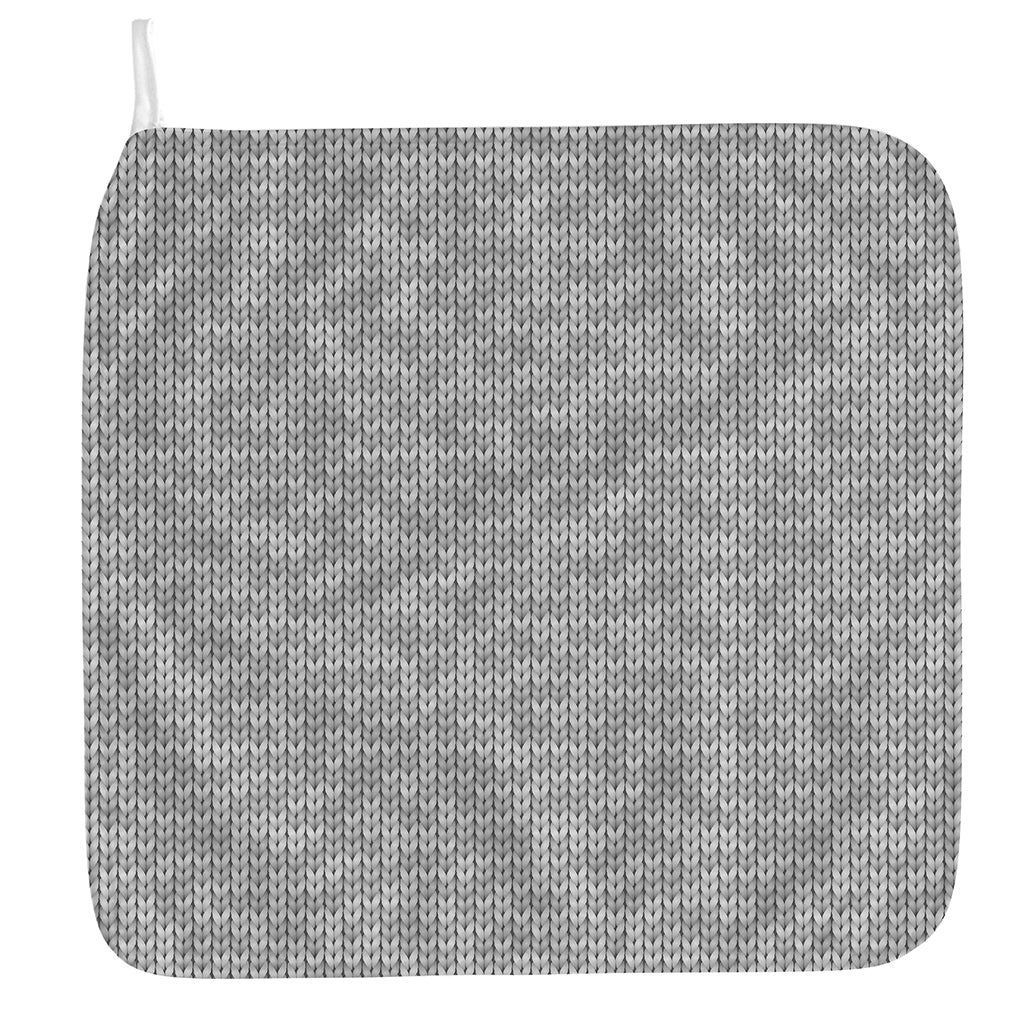 Grey Knitted Pattern Print Hand Towel