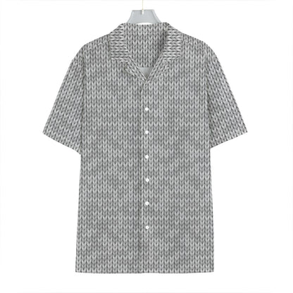 Grey Knitted Pattern Print Hawaiian Shirt