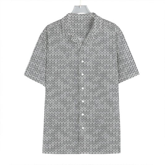Grey Knitted Pattern Print Hawaiian Shirt
