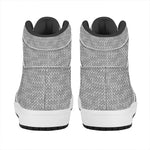 Grey Knitted Pattern Print High Top Leather Sneakers