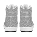 Grey Knitted Pattern Print High Top Leather Sneakers