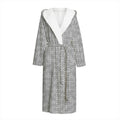 Grey Knitted Pattern Print Hooded Bathrobe