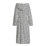 Grey Knitted Pattern Print Hooded Bathrobe