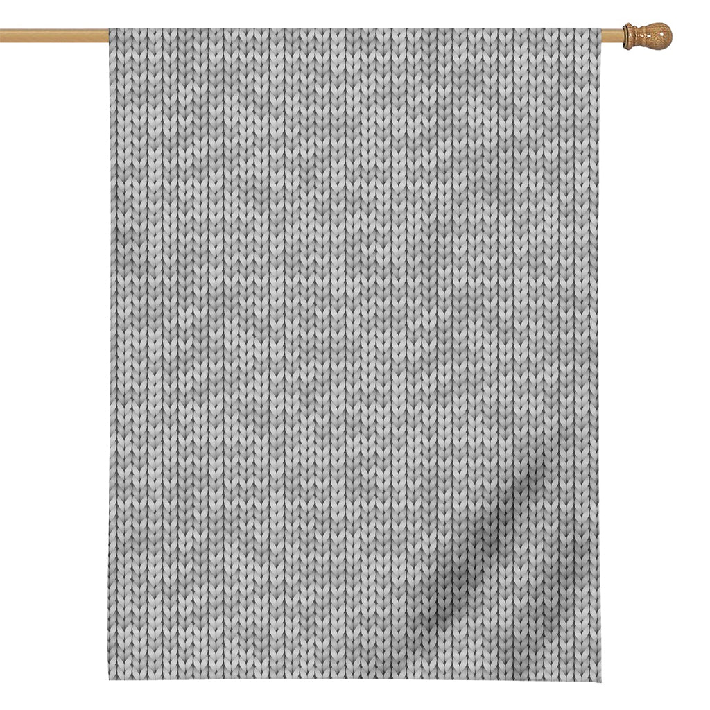 Grey Knitted Pattern Print House Flag