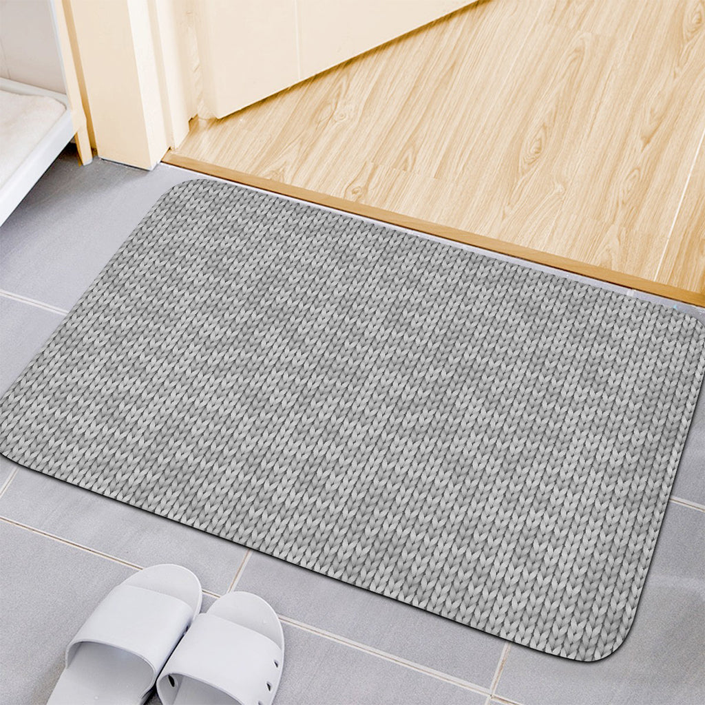 Grey Knitted Pattern Print Indoor Door Mat