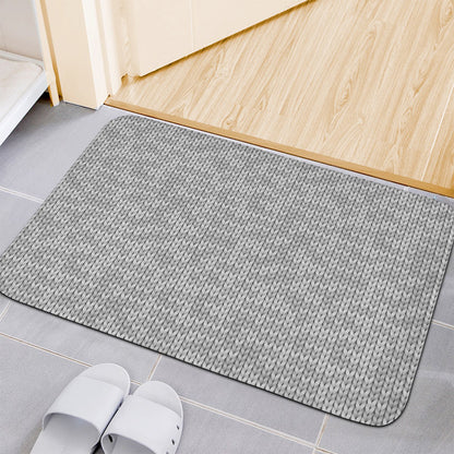 Grey Knitted Pattern Print Indoor Door Mat