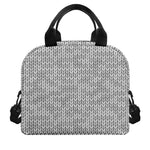 Grey Knitted Pattern Print Insulated Lunch Bag