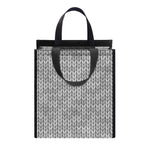 Grey Knitted Pattern Print Insulated Lunch Tote