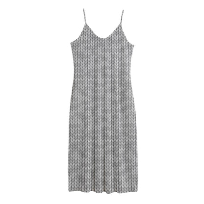 Grey Knitted Pattern Print Jersey Midi Cami Dress