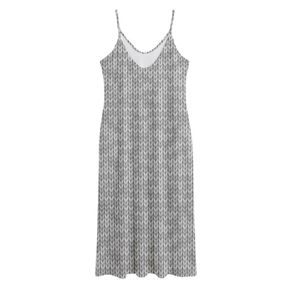 Grey Knitted Pattern Print Jersey Midi Cami Dress
