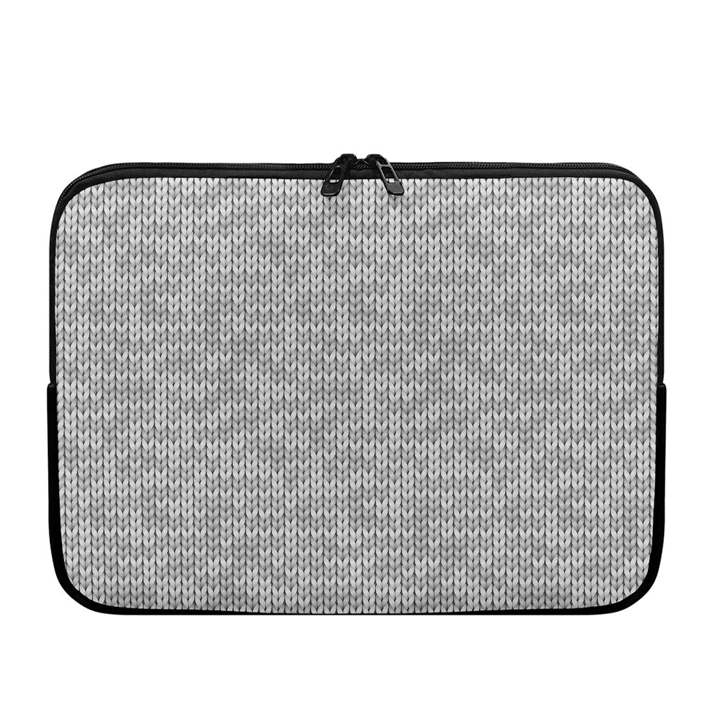 Grey Knitted Pattern Print Laptop Sleeve