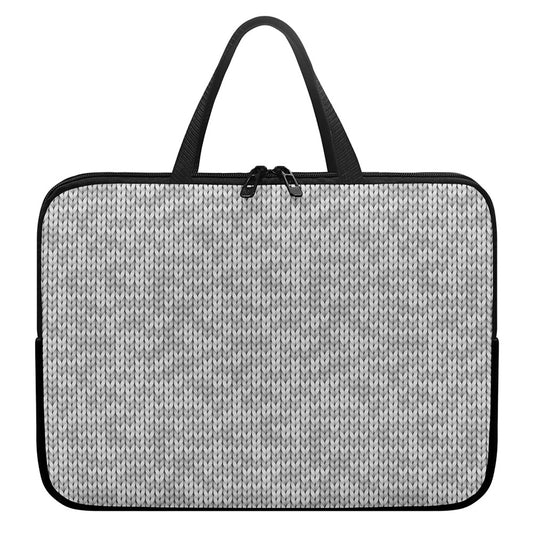 Grey Knitted Pattern Print Laptop Sleeve With Handle